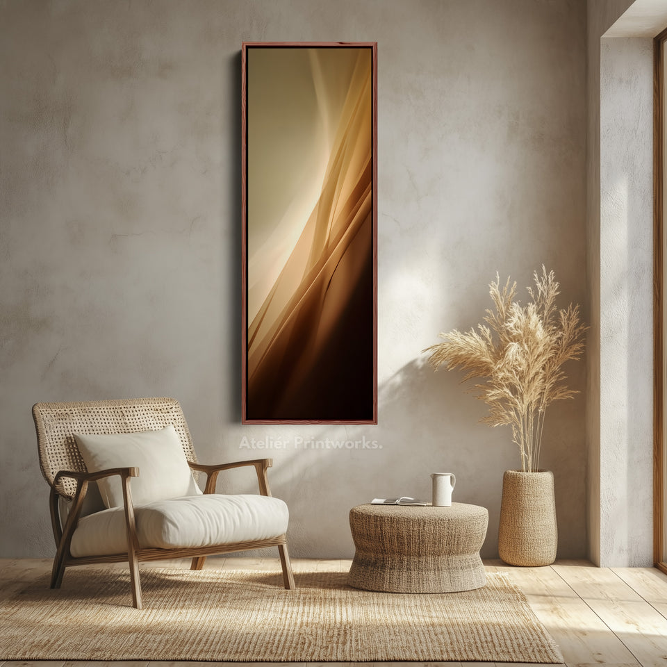 Tall Canvas Wall Art Beige Gold Vertical Framed Canvas For Bedroom