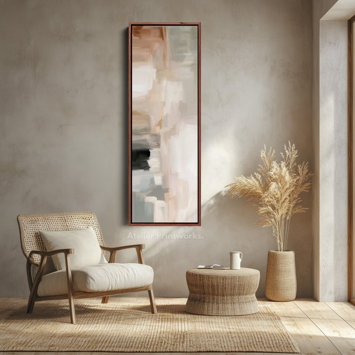 Vertical Wall Art Neutral Beige Narrow Wall Art For Living Room