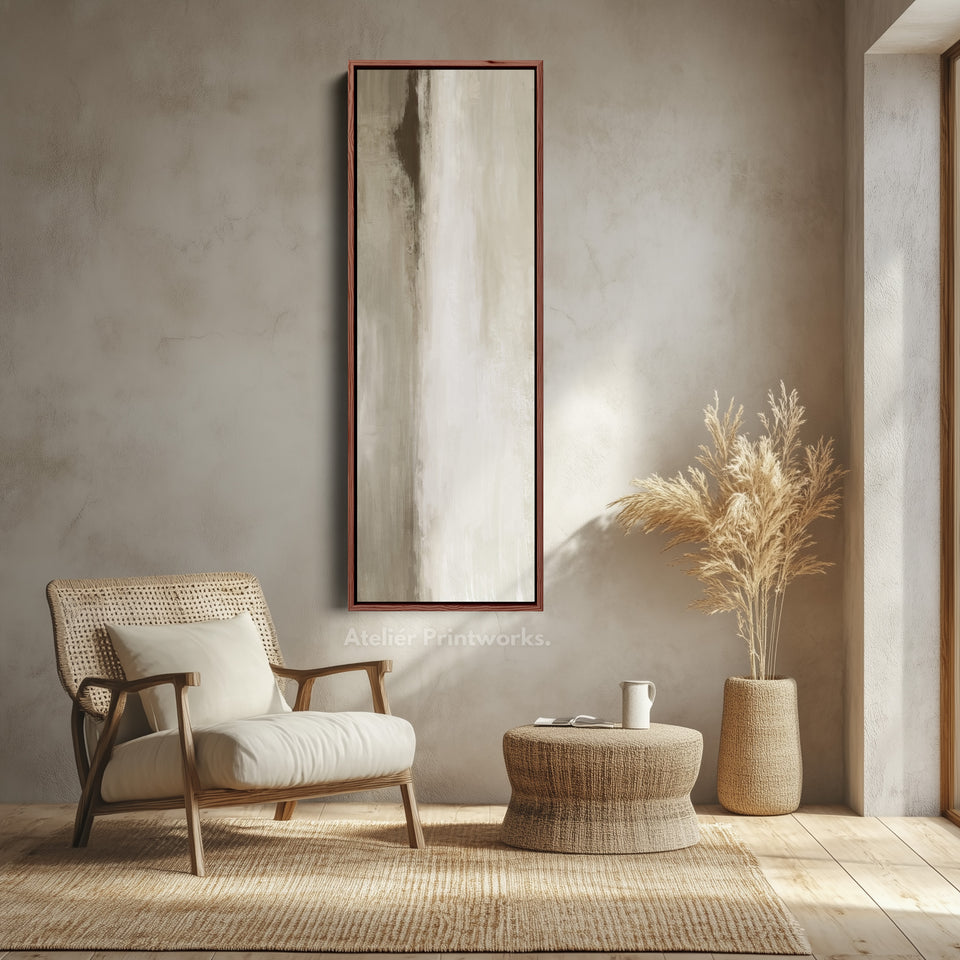 Thin Wall Art Beige Long Vertical Canvas For Hallway