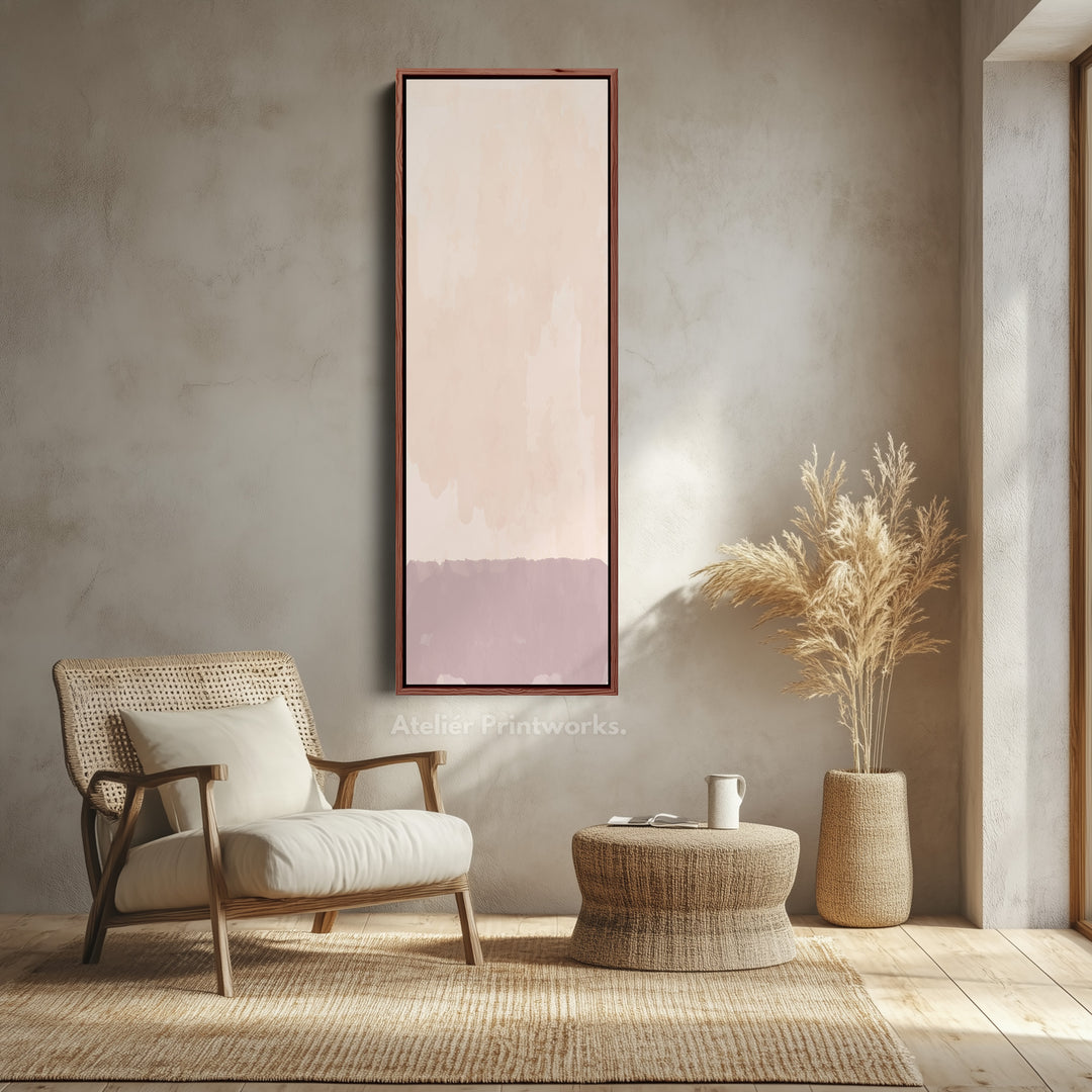 Tall Wall Art Beige Pink Long Vertical Canvas For Bedroom