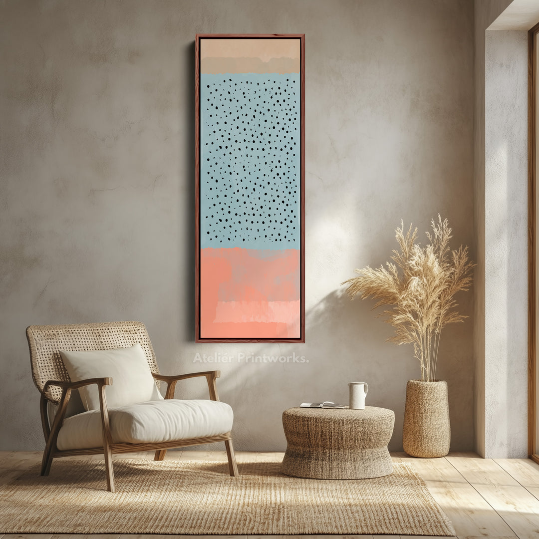 Thin Wall Art Blue Black Dots Narrow Wall Art For Kitchen