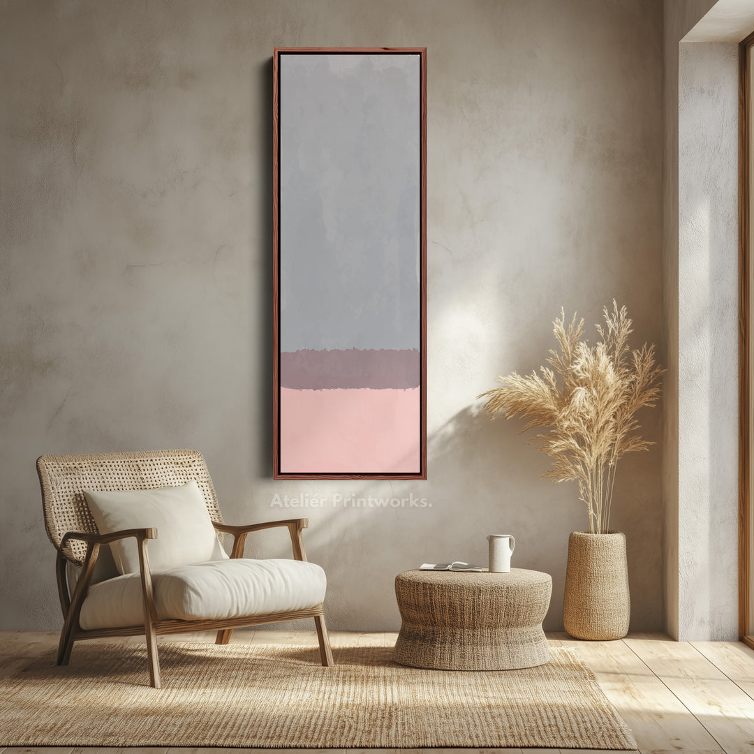 Hallway Wall Art Vertical Grey Pink Tall Canvas