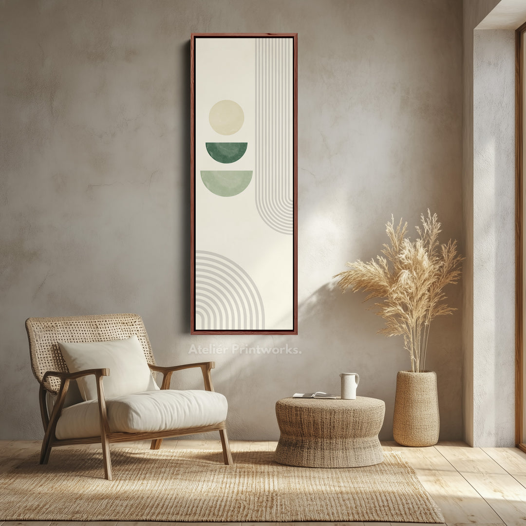 Tall Modern Abstract Wall Art Green Geometric For Hallway