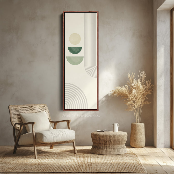 Tall Modern Abstract Wall Art Green Geometric For Hallway