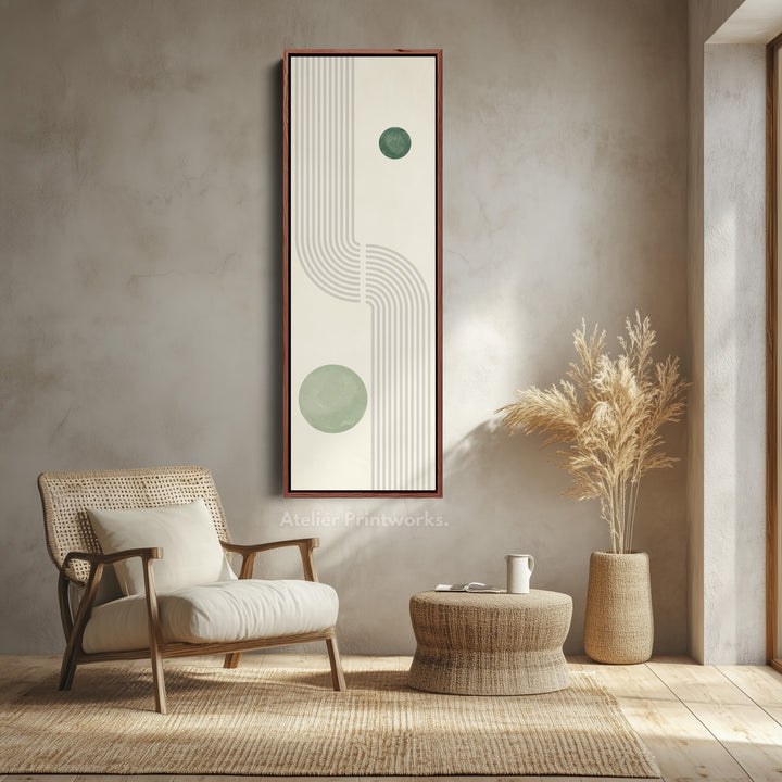 Skinny Wall Art Green Minimal Geometric For Modern Interiors