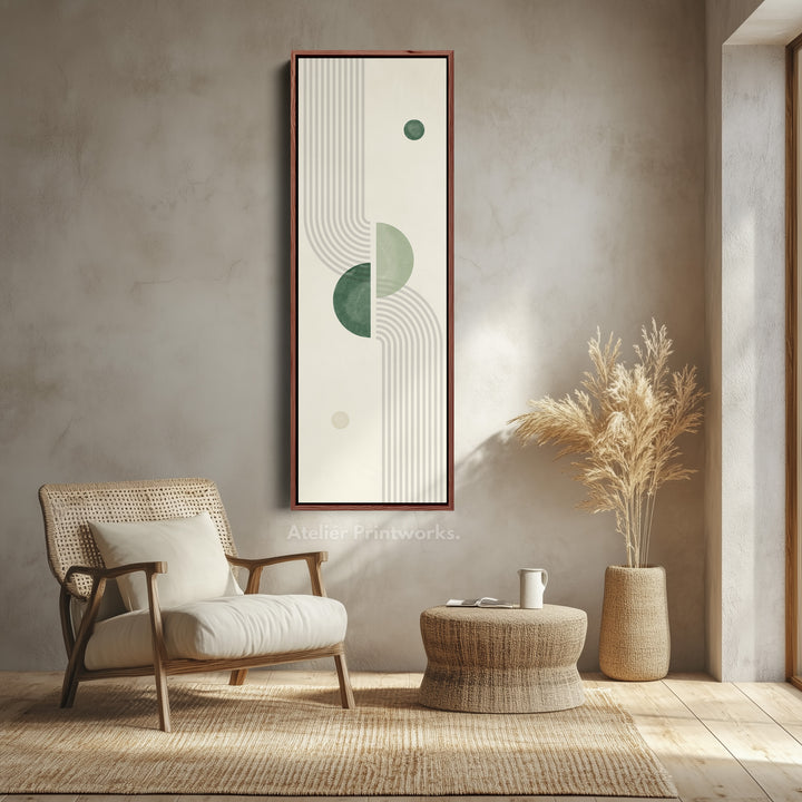 Vertical Wall Art Minimal Green Circle For Calm Modern Spaces