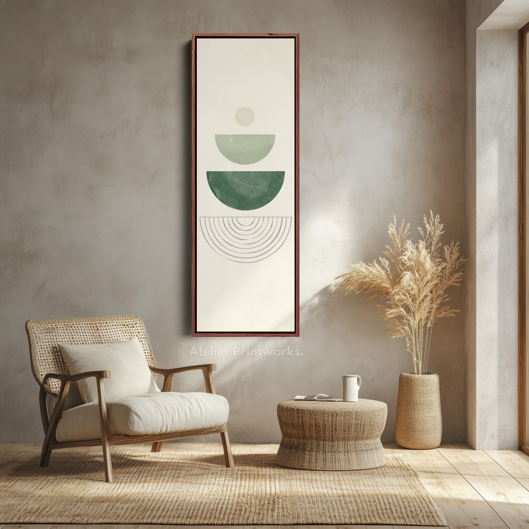 Tall Wall Art Green Stacked Shapes For Minimal Modern Interiors