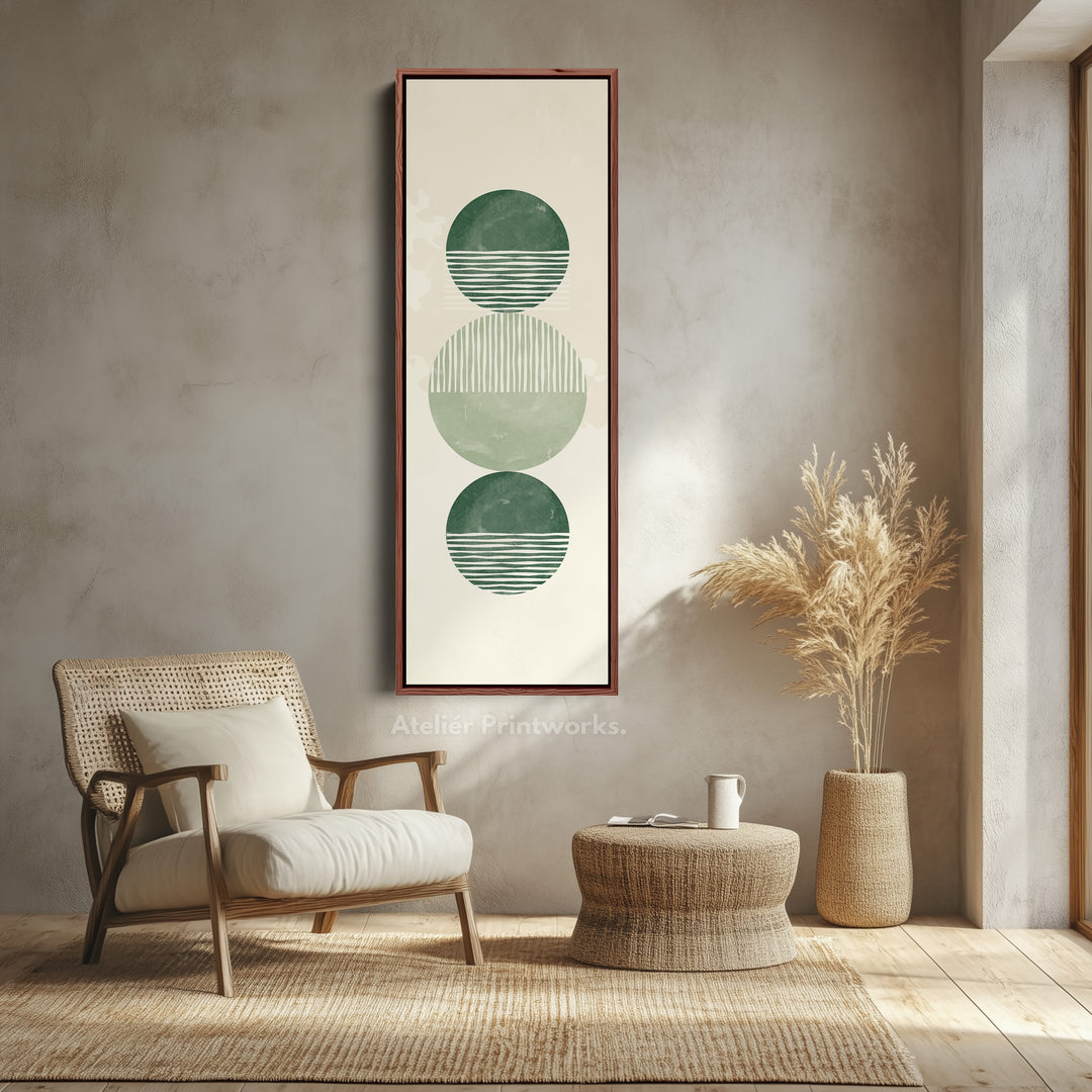 Skinny Wall Art Modern Green Circle Stack For Minimal Interiors