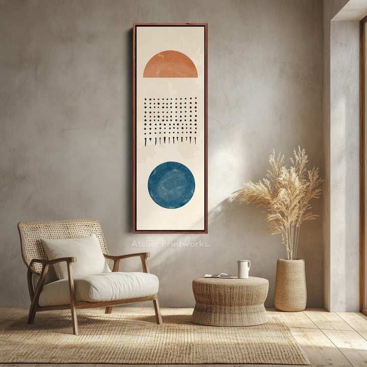 Tall Modern Abstract Wall Art Green Geometric Circle Pattern