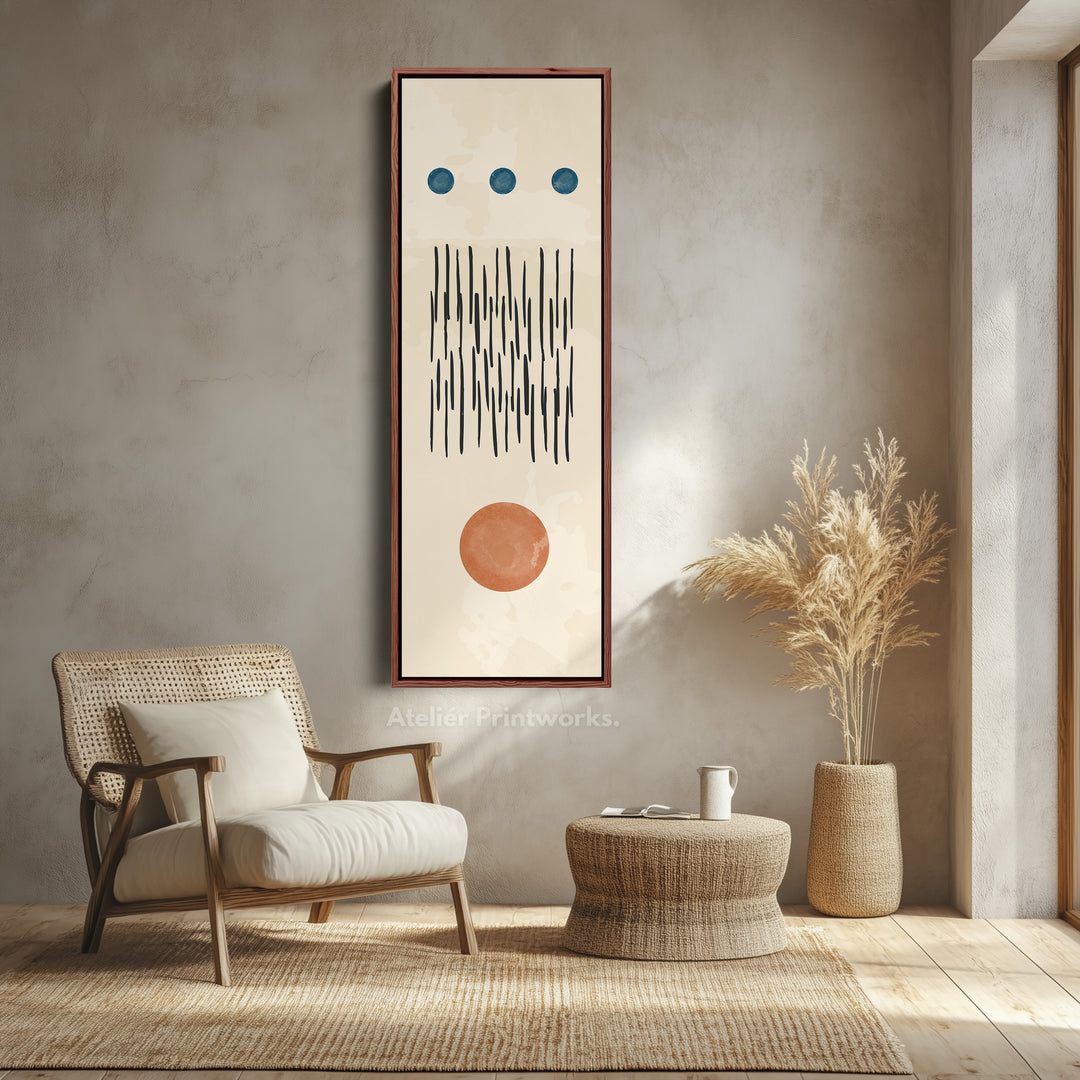 Thin Wall Art Terracotta And Blue Modern Shapes For Living Room
