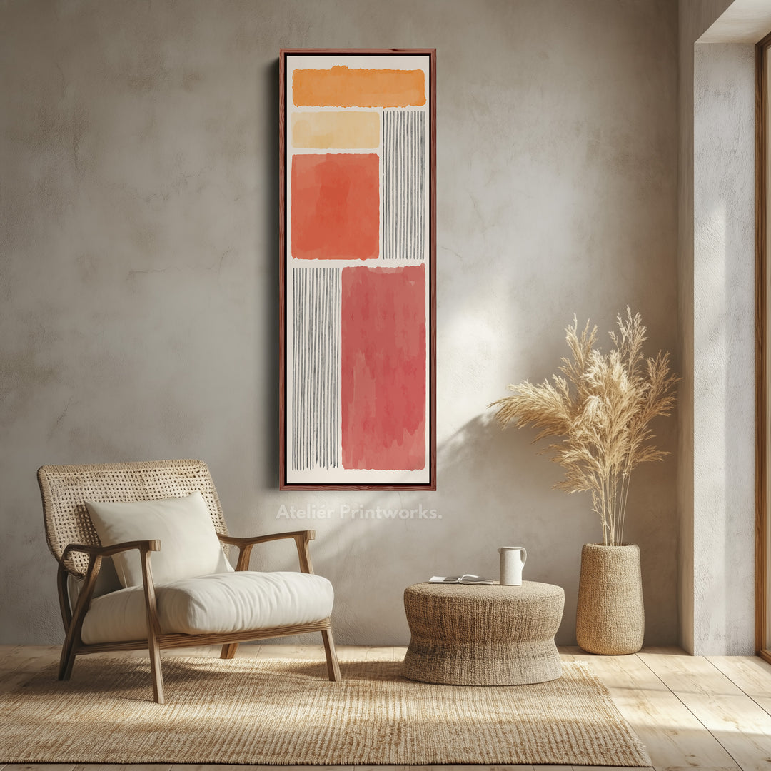 Vertical Wall Art Orange And Terracotta Blocks For Hallway Or Bedroom