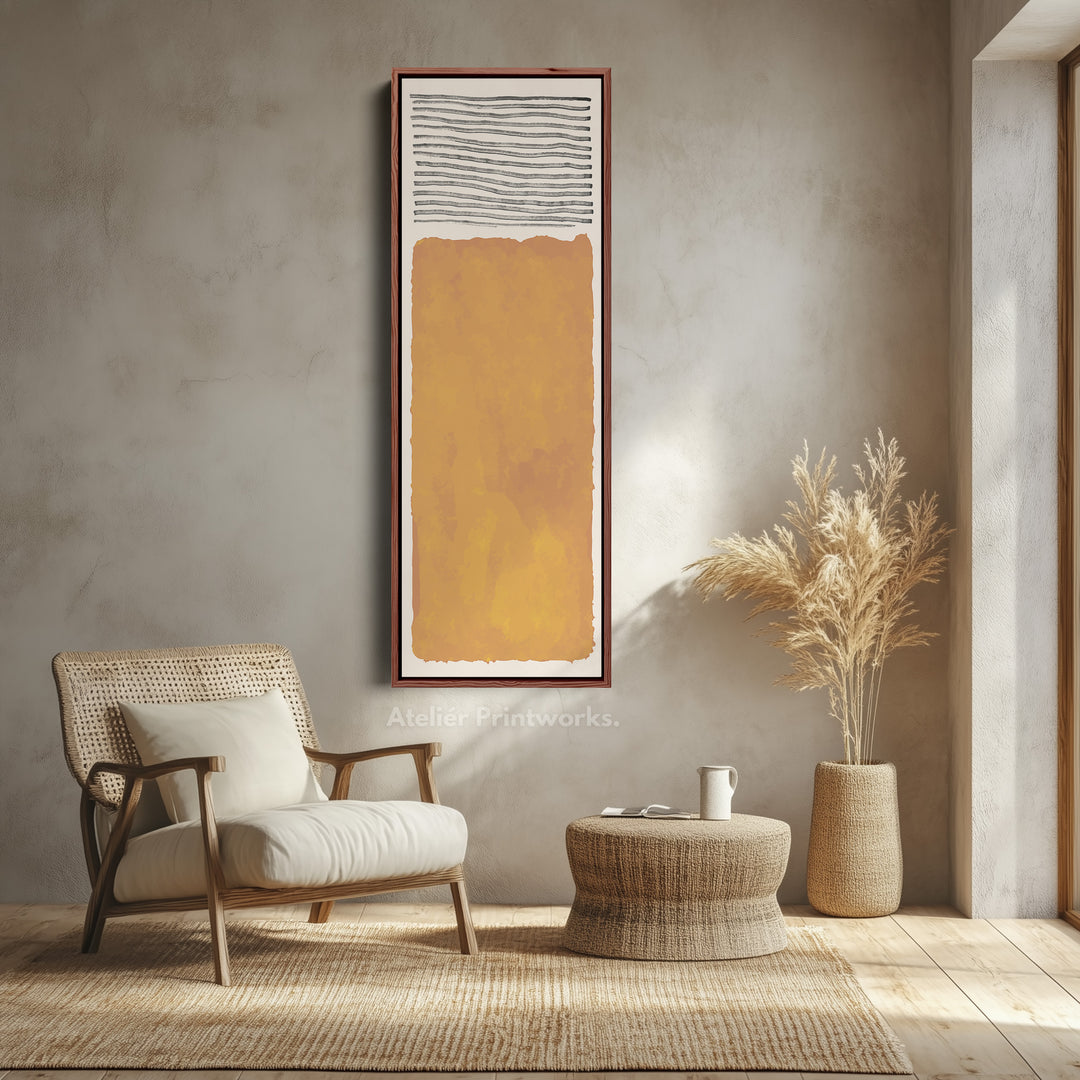 Tall Wall Art Mustard Yellow Minimal Block For Modern Interiors