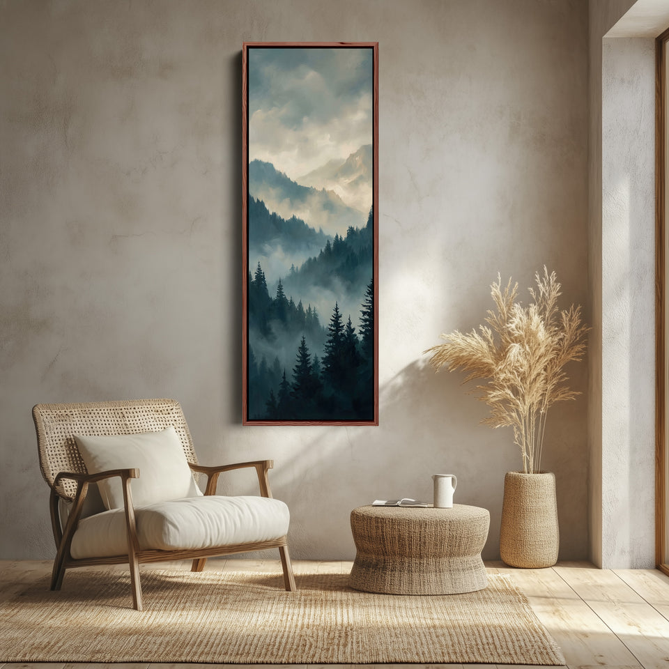 Large Wall Art Misty Alpine Forest Oversized Wall Decor For Living Room