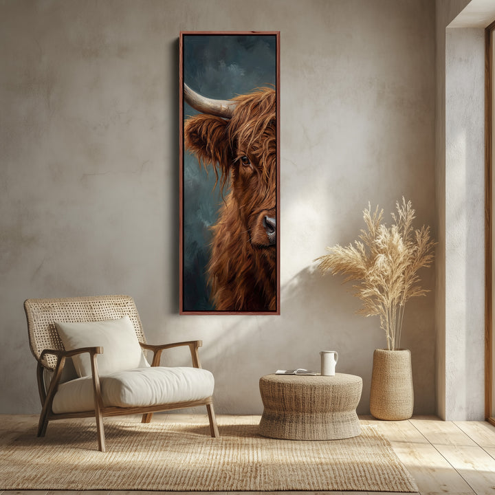 Highland Cow Above Bed Wall Art Panoramic Canvas Print Bedroom