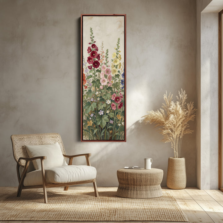 Tall Garden Blooms Long Wall Art Vertical Canvas Print Bedroom