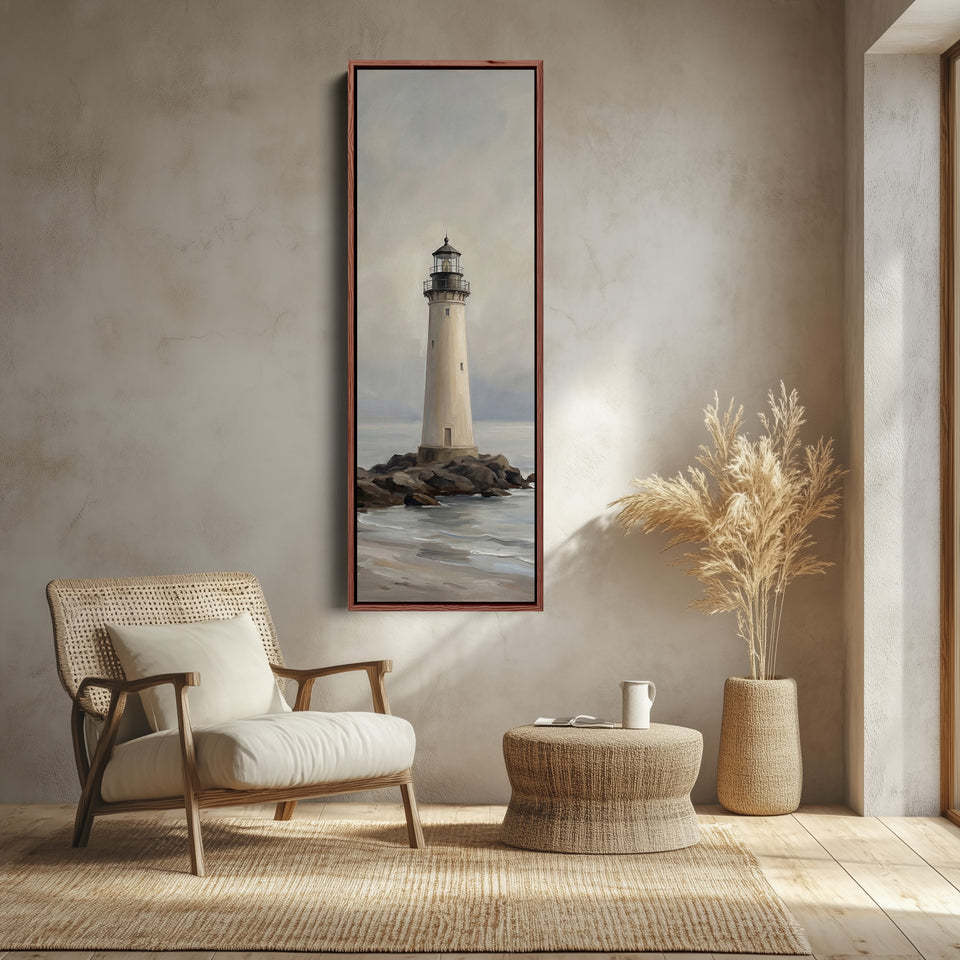 Minimal Lighthouse Vertical Wall Art Panoramic Canvas Print Office