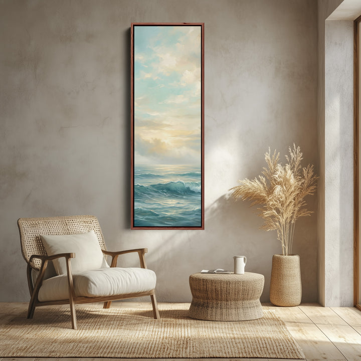 Calm Ocean Above Bed Wall Art Panoramic Canvas Print Bedroom