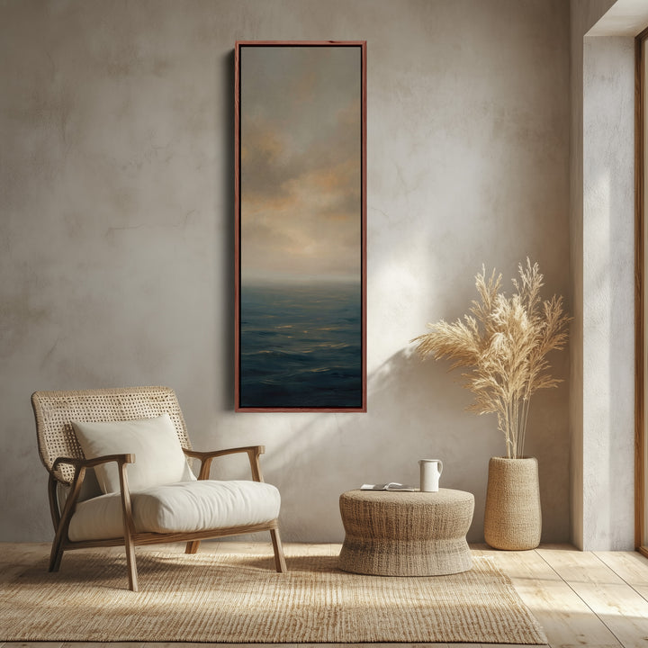 Moody Ocean Horizon Panoramic Wall Art Extra Wide Canvas Bedroom