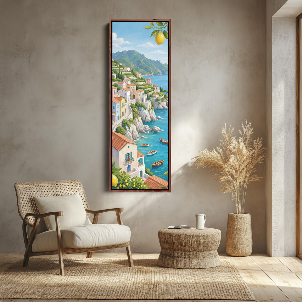 Coastal Village Vertical Wall Art Panoramic Canvas Print Kitchen