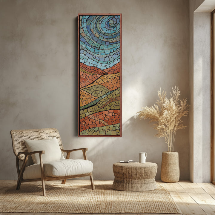 Mosaic Landscape Above Bed Wall Art Panoramic Canvas Print Bedroom