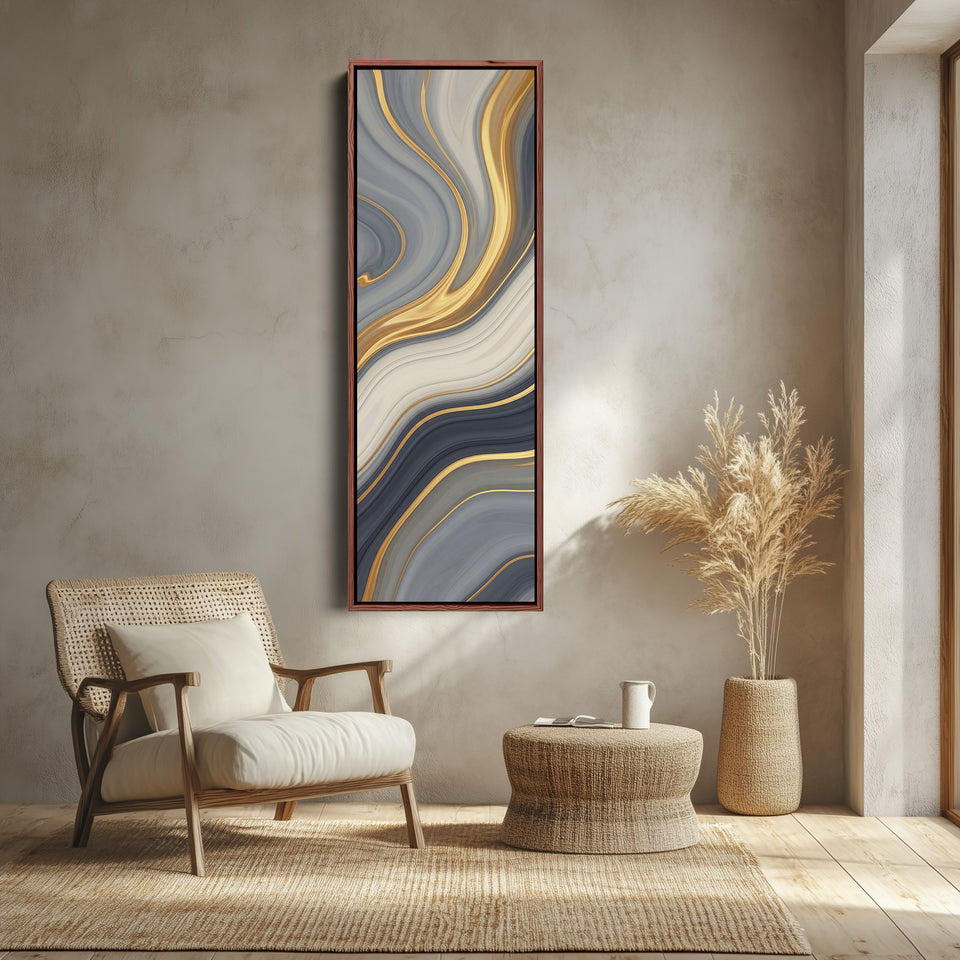 Abstract Gold Waves Above Soft Wall Art Extra Wide Canvas Office