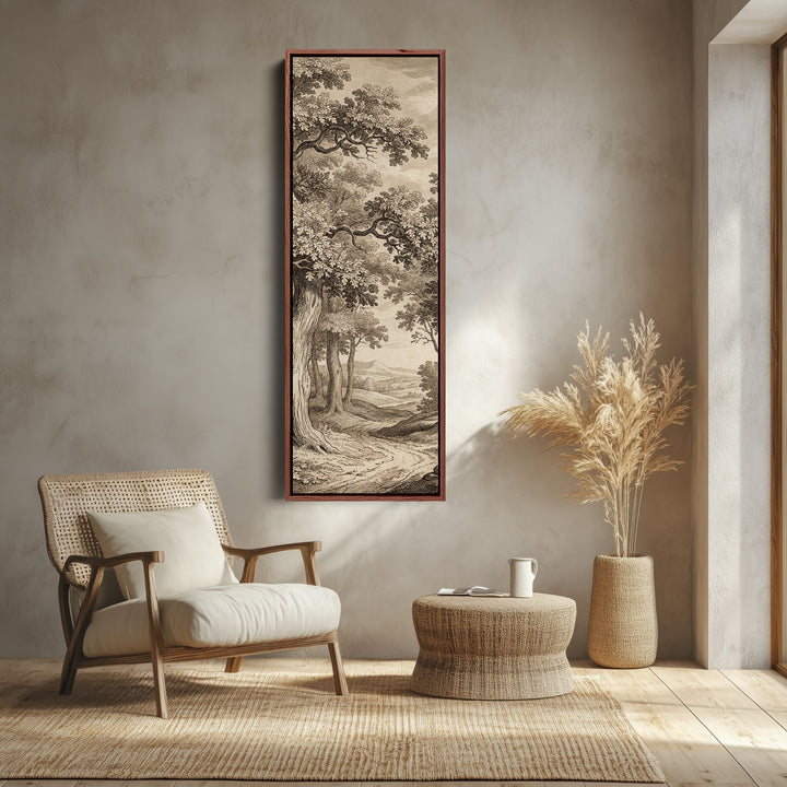 Vintage Forest Landscape Vertical Wall Art Panoramic Canvas Print Bedroom