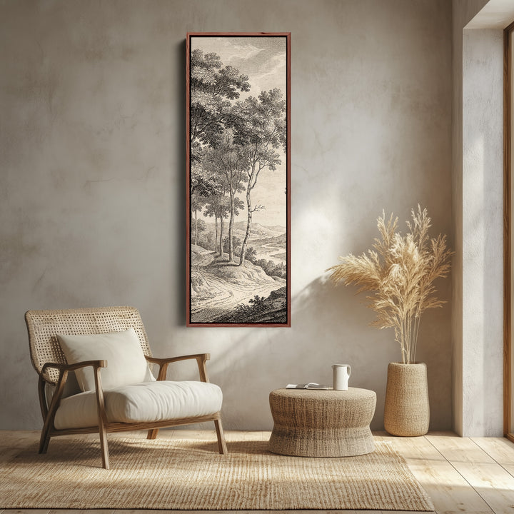 Tall Wall Art Vintage River Landscape Framed Canvas Office