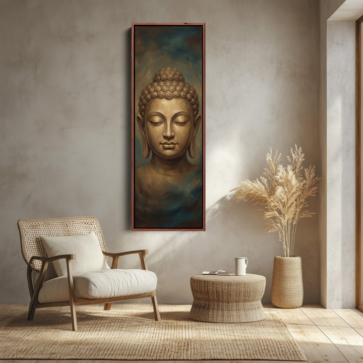 Above Bed Wall Art Buddha Frontal Portrait Canvas Bedroom