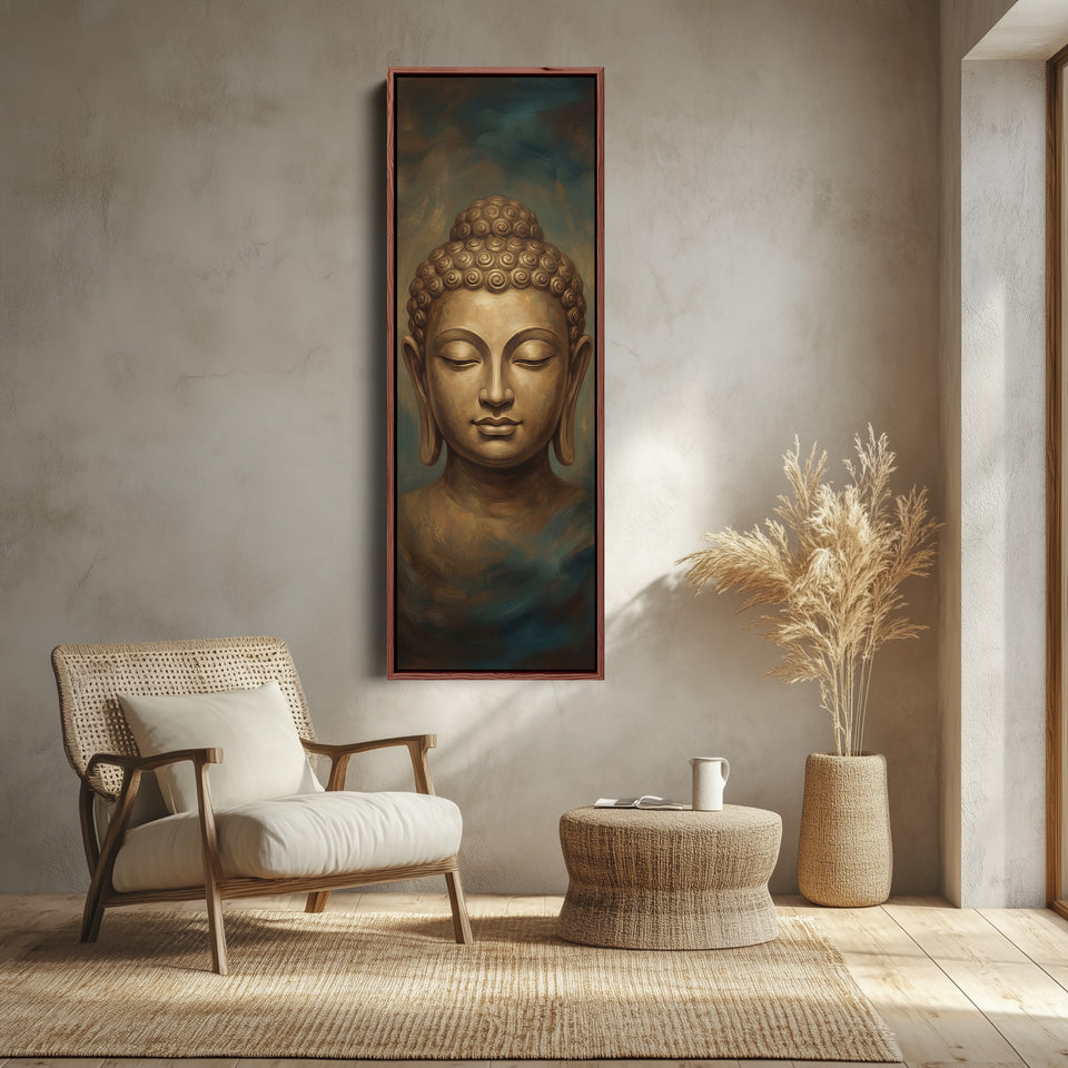 Above Bed Wall Art Buddha Frontal Portrait Canvas Bedroom