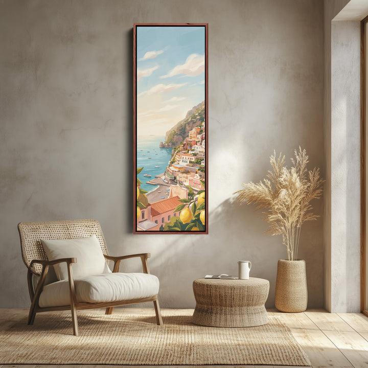 Coastal Village Vertical Wall Art Mediterranean Canvas Kitchen