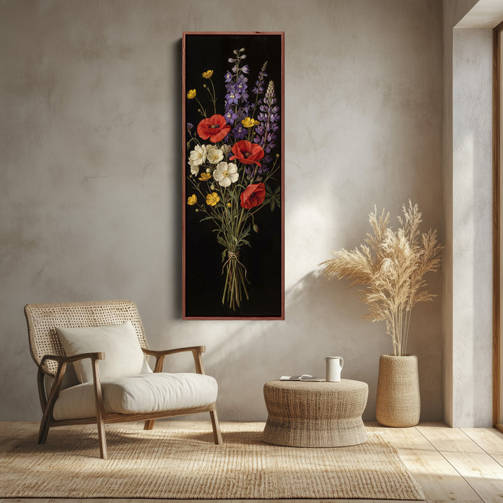 Wildflower Bouquet Large Wall Art Framed Canvas Living Room