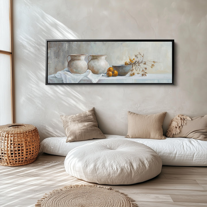 Landscape Wall Art Rustic Still Life Pottery For Kitchen Neutral Decor