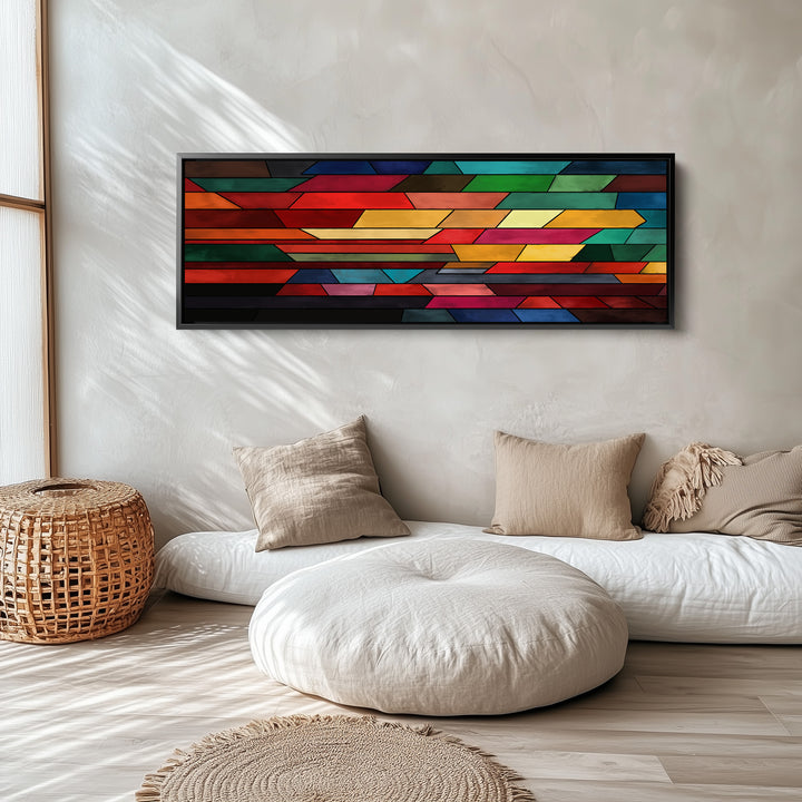 Panoramic Wall Art Colourful Geometric Pattern For Office Modern Abstract Design