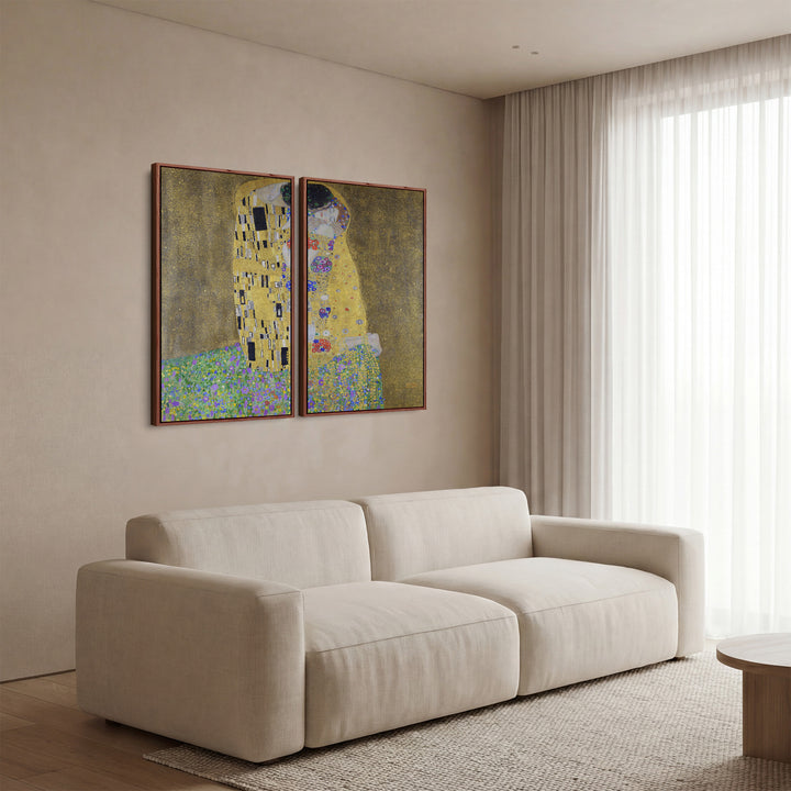 Gustav Klimt The Kiss Diptych Wall Art Set for Bedroom Famous Art