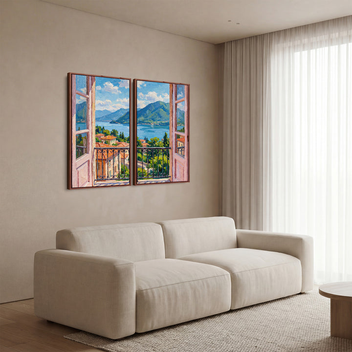 Balcony Lake View 2 Piece Wall Art Set for Office