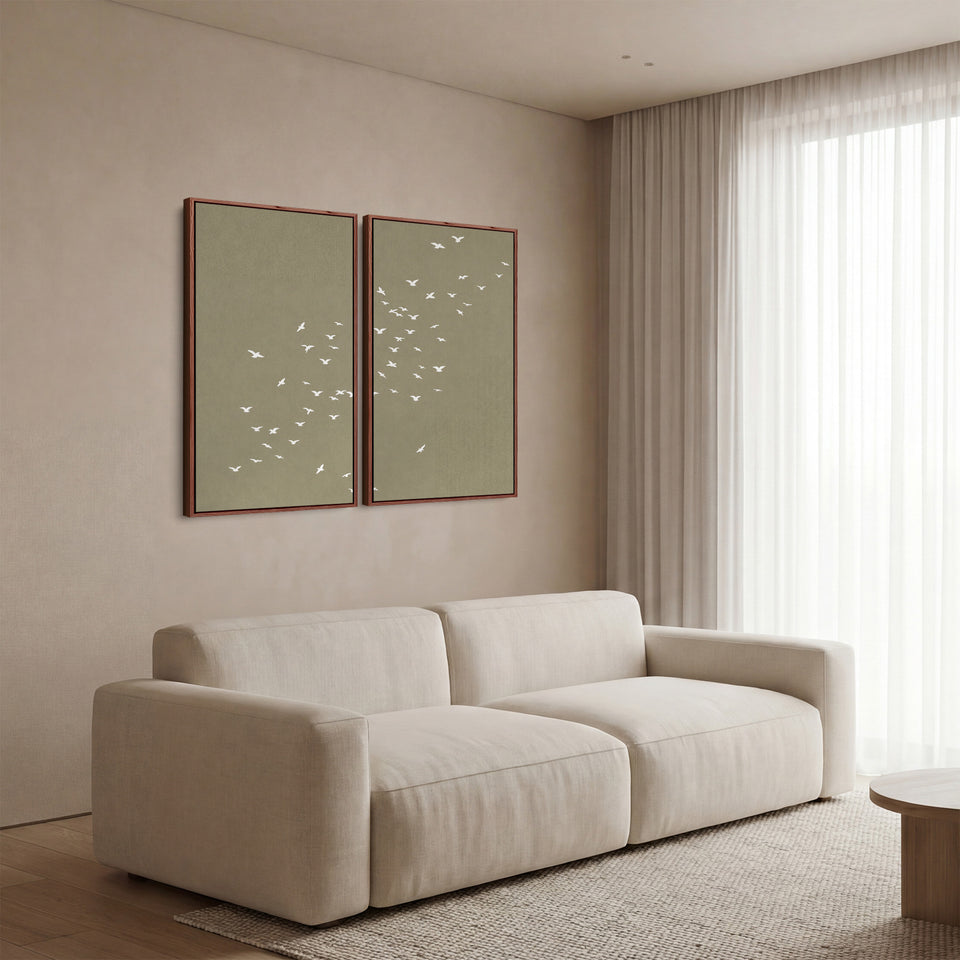 Minimal Birds Extra Large Wall Art Set Hallway Flying Silhouettes
