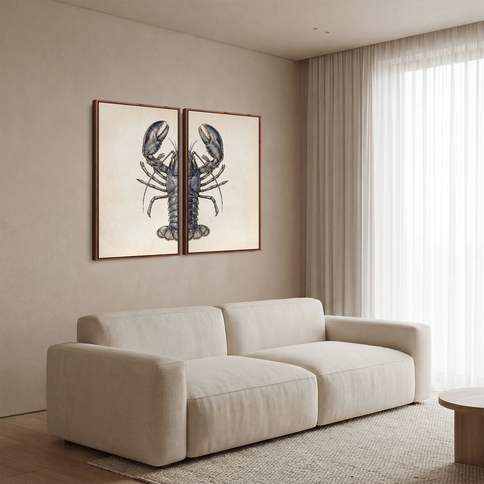 Two Panel Wall Art Front Lobster Office Coastal