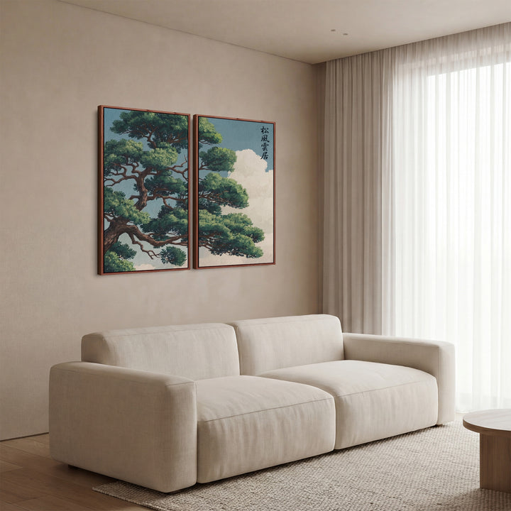 Japanese Pine Large Scale Wall Art Set Office