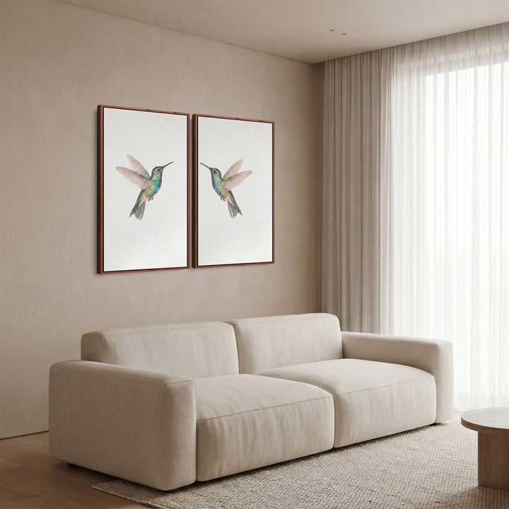 Set Of 2 Wall Art Hummingbirds Bedroom Bird Pair