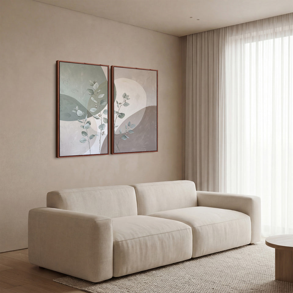 Minimal Botanical Vertical Diptych Wall Art Hallway