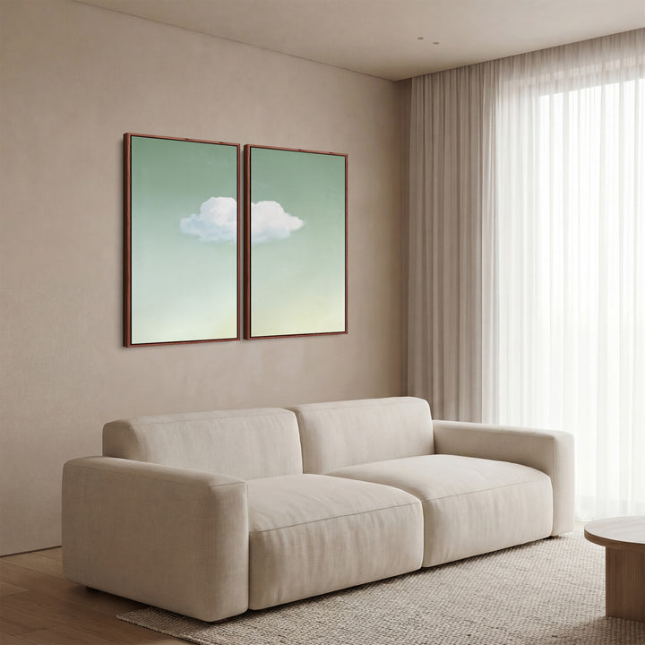 Single Cloud Large Diptych Wall Art Bedroom Minimal Sky