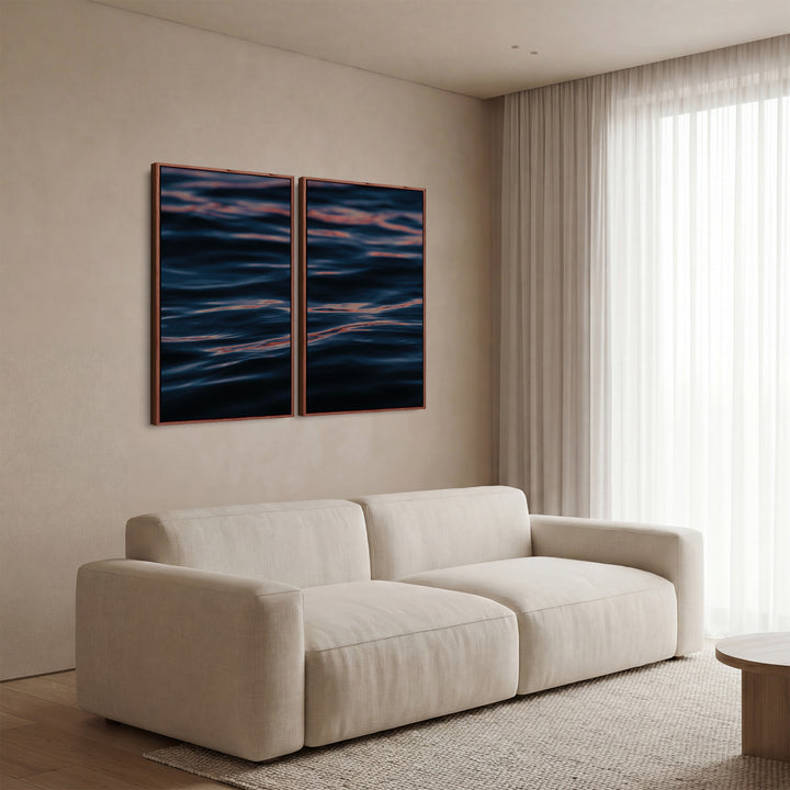 Blue Calm Water Ripples Oversized Triptych Wall Art For Bedroom