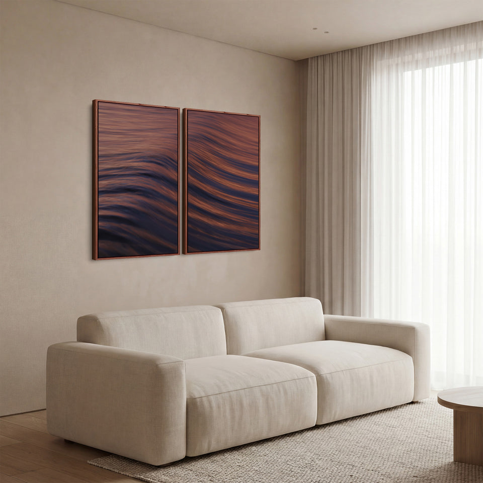 Warm Rolling Ocean Wave Set Of 3 Wall Art For Dining Room