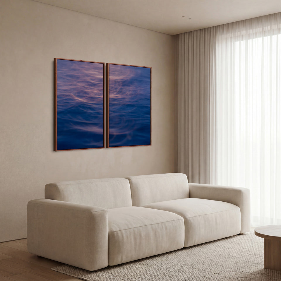 Soft Abstract Water Reflections Vertical Triptych Wall Art For Office