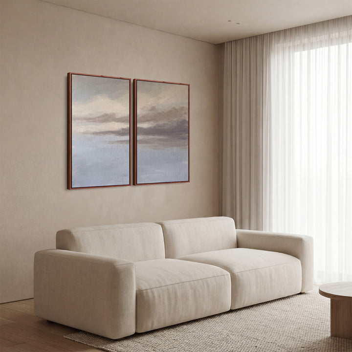 Soft Cloudy Sky Diptych Wall Art For A Calm Bedroom