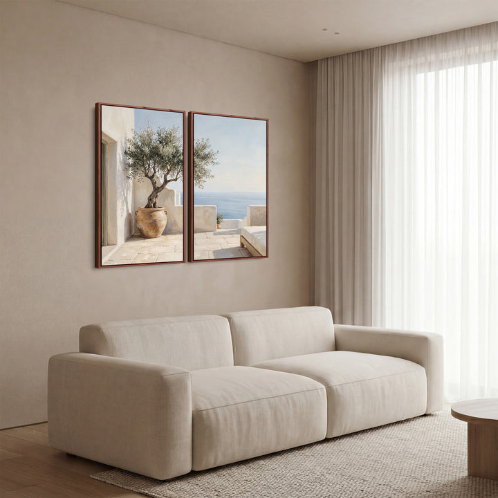 Blue Terrace 2 Piece Wall Art Set With Potted Olive Tree For Kitchen