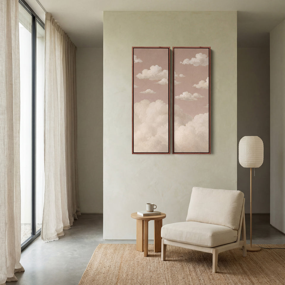 Set Of 2 Wall Art Floating Clouds Living Room