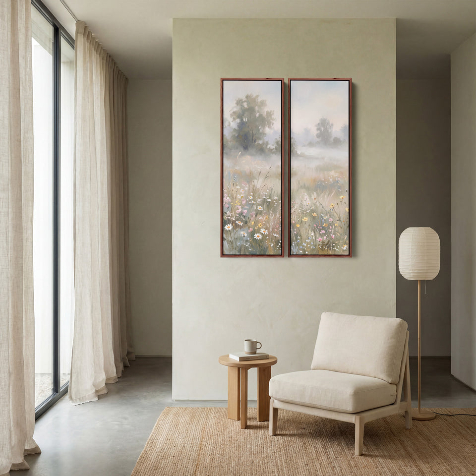 Set Of 2 Wall Art Daisies In A Fog Filled Field Office White Petals