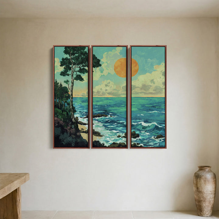 Coastal Ocean Cliff Extra Large Wall Art Set For Dining Room
