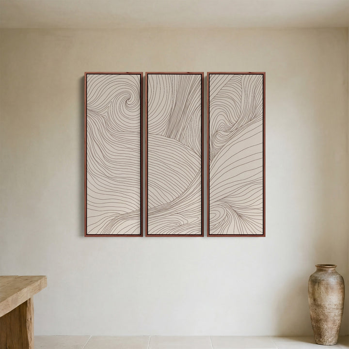 Swirling Contour Oversized Triptych Wall Art For Living Room